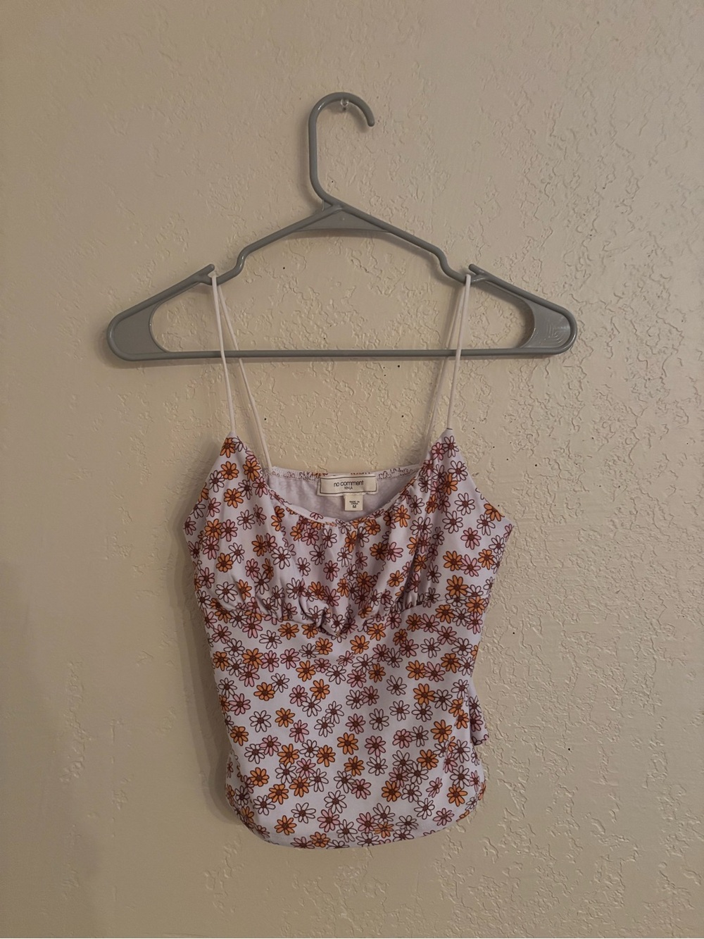 No Boundaries White Cami with Rust Daisy Print